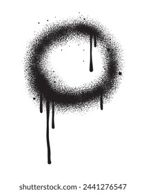 Graffiti Sprayed Circle Design Element in Black on White. Spray Paint Ring. Street style. Round Logo. Grunge Vector Illustration. 