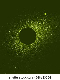 graffiti sprayed circular frame in green tones