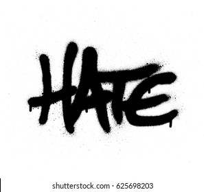 graffiti sprayed hate word in black on white