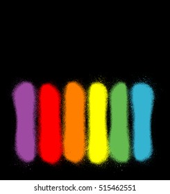 graffiti sprayed lines in six rainbow colors on black