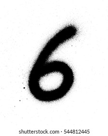 graffiti sprayed number 6 six in black on white