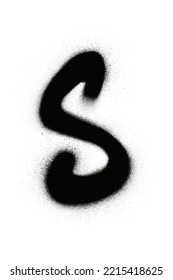 Graffiti sprayed S font in black on white