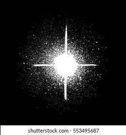 graffiti sprayed star shape in white on black