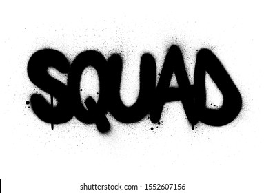 graffiti squad word sprayed in black over white