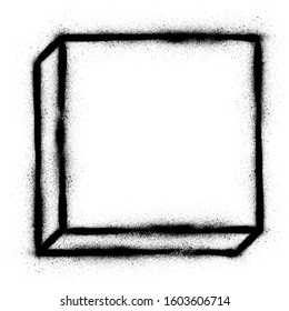 graffiti square blocked frame in black over white