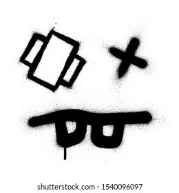 graffiti square injured icon sprayed in black over white