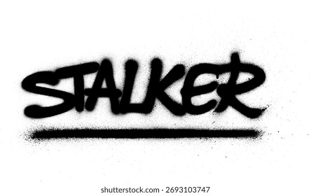 Palabra del acosador del graffiti rociada en negro sobre blanco