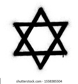 graffiti star of David sprayed in black over white