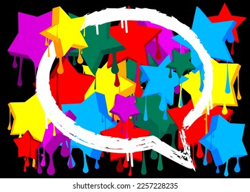 Graffiti Stars Background. Abstract modern street art decoration performed in urban painting style.