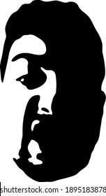 Graffiti stencil brutal Gesicht. Junge Mann mit einem Bart Graffiti-Schablonenstift Gesicht. Vektorkunst.