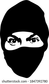 Graffiti Stencil Face. Angry Young Man In Mask And Hat.Vector Art.