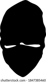 Graffiti stencil face. Bandit face in balaclava stencil. Vector art.