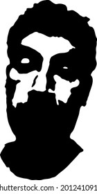 Graffiti stencil face. Brutal young man graffiti stencil face. Vector art.