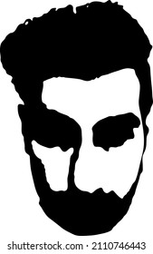 Graffiti stencil face. handsome young man with elegant hairstyle and beard. Vector art.
