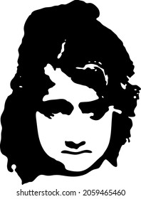 Graffiti stencil face. Little baby girl face stencil on a white background. Vector art