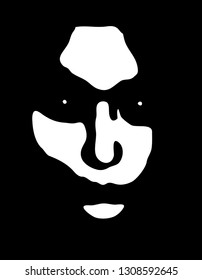 Graffiti stencil face of scary witch. Vector art.
