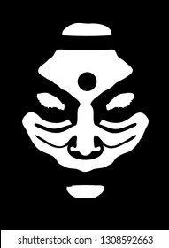 Graffiti stencil face of scary witch. Vector art.