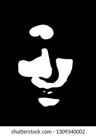 Graffiti stencil face of scary witch. Vector art.