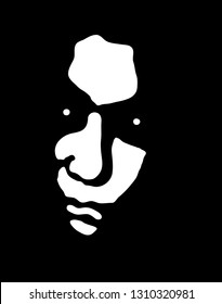 Graffiti stencil face of scary witch. Vector art.