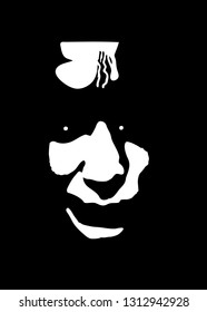 Graffiti stencil face of scary witch. Vector art.