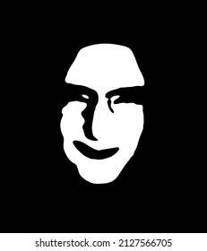 Graffiti stencil face of scary witch. Vector art.