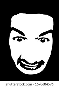 Cara de esténcil de graffiti. Cara de esténcil de graffiti de joven malvado. Arte vectorial.