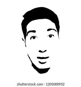 Graffiti stencil face. Young man graffiti stencil face. Vector art.