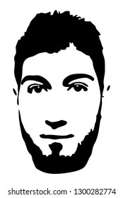 Graffiti stencil face. Young man graffiti stencil face. Stencil art.