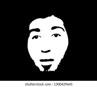 Graffiti stencil face. Young man graffiti stencil face. Stencil art.