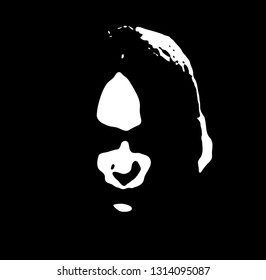 Graffiti stencil face. Young man graffiti stencil face. Stencil art.