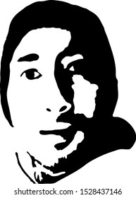 Graffiti stencil face. Young man graffiti stencil face. Stencil art.