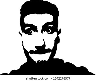 Graffiti stencil face. Young man graffiti stencil face. Vector art.