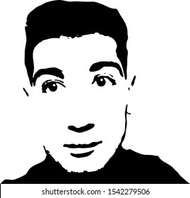 Graffiti stencil face. Young man graffiti stencil face. Vector art.