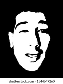 Graffiti stencil face. Young man graffiti stencil face. Vector art.