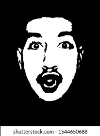 Graffiti stencil face. Young man graffiti stencil face. Vector art.