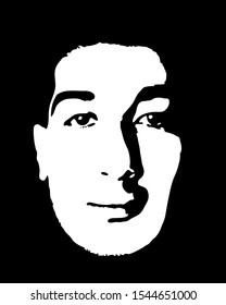 Graffiti stencil face. Young man graffiti stencil face. Vector art.