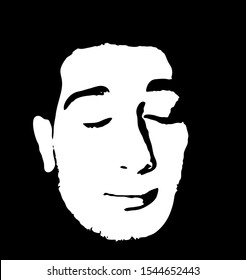 Graffiti stencil face. Young man graffiti stencil face. Vector art.