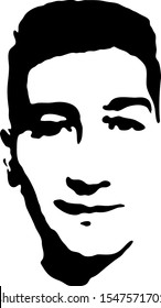 Graffiti stencil face. Young man graffiti stencil face. Vector art.
