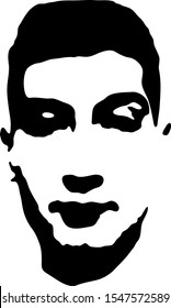 Graffiti stencil face. Young man graffiti stencil face. Vector art.