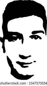 Graffiti stencil face. Young man graffiti stencil face. Vector art.