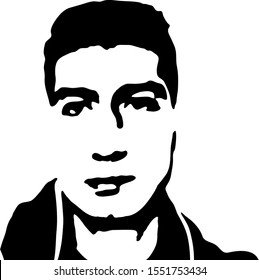 Graffiti stencil face. Young man graffiti stencil face. Vector art.