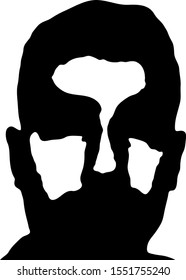 Graffiti stencil face. Young man graffiti stencil face. Vector art.