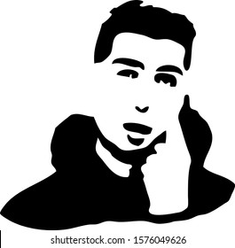 Graffiti stencil face. Young man graffiti stencil face. Vector art.