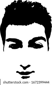 Graffiti stencil face. Young man graffiti stencil face. Vector art.