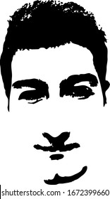 Graffiti stencil face. Young man graffiti stencil face. Vector art.