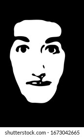Cara de esténcil de graffiti. Cara de esténcil de graffiti de hombre joven. Arte vectorial.