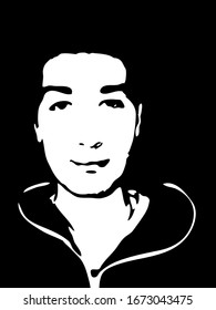 Cara de esténcil de graffiti. Cara de esténcil de graffiti de hombre joven. Arte vectorial.