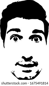 Cara de esténcil de graffiti. Cara de esténcil de graffiti de hombre joven. Arte vectorial.