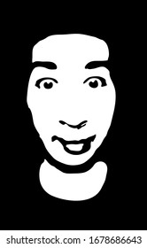 Cara de esténcil de graffiti. Cara de esténcil de graffiti de hombre joven. Arte vectorial.