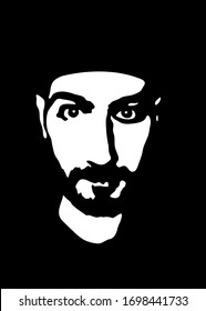 Graffiti stencil face. Young man graffiti stencil face. Vector art.